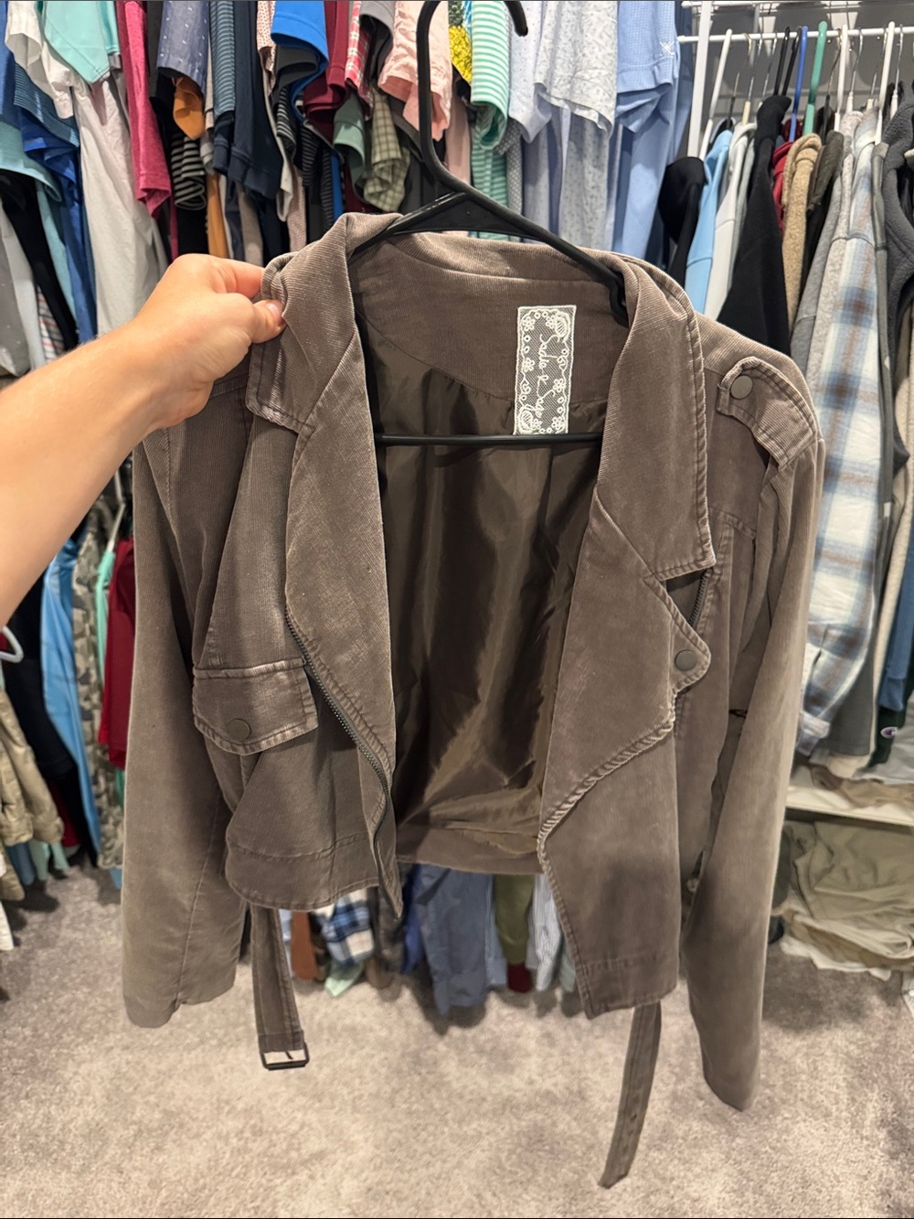 Women’s Tailored Belted Crop Jacket - Brown